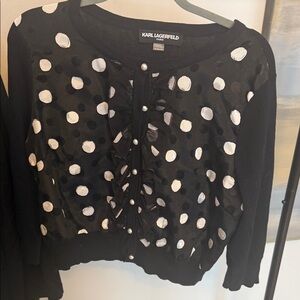Karl Lagerfeld Black and White Polka Dot Blouse